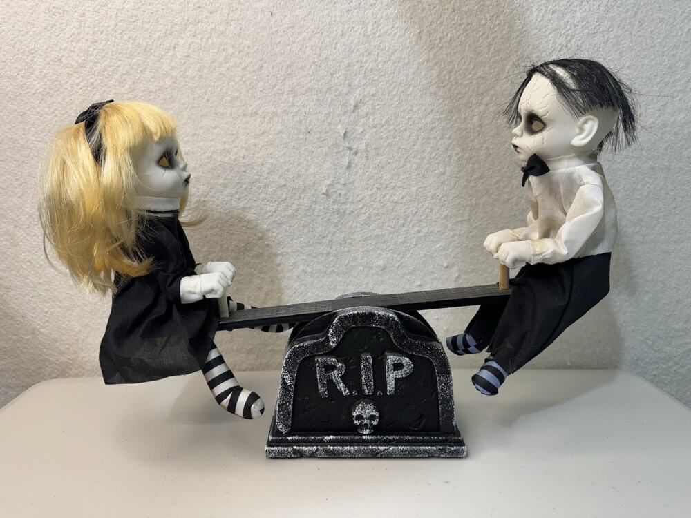 Halloween Animated Light-Up Spooky Haunted Doll See-Saw Teeter-Totter Decoration